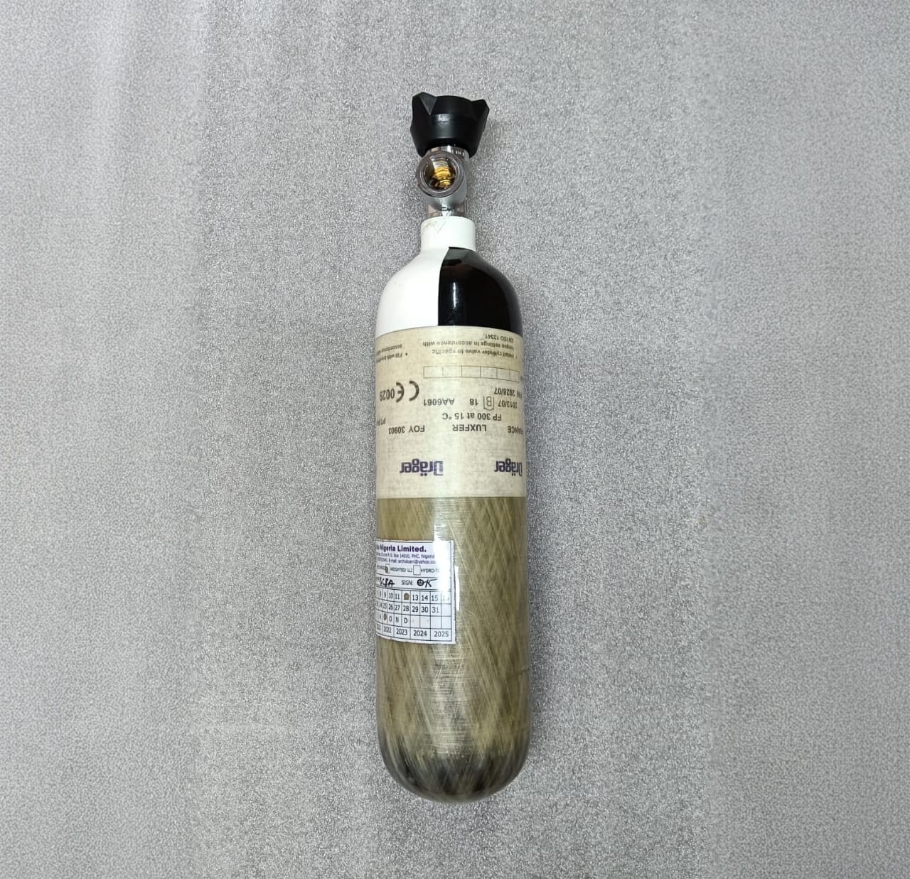 Drager 2L carbon PCP air cylinder 300 bar – view 2