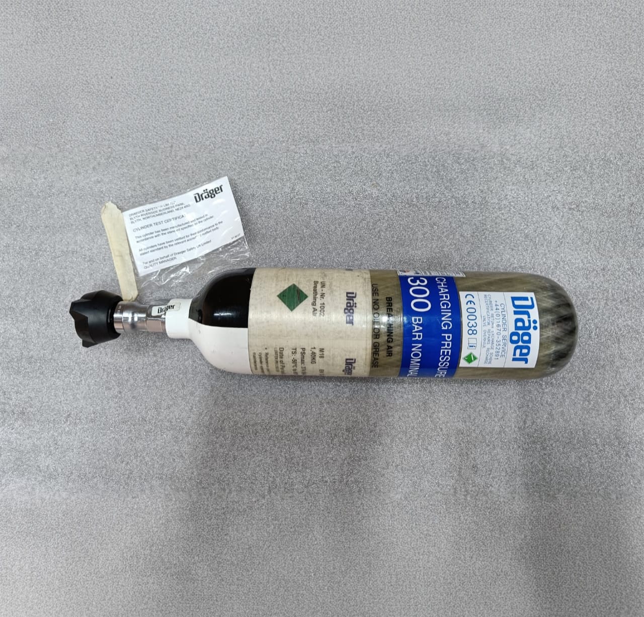 Drager 2L carbon PCP cylinder label and markings