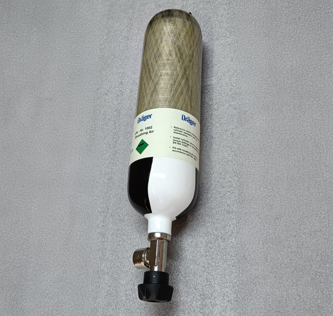 Drager 3L carbon PCP cylinder label and markings