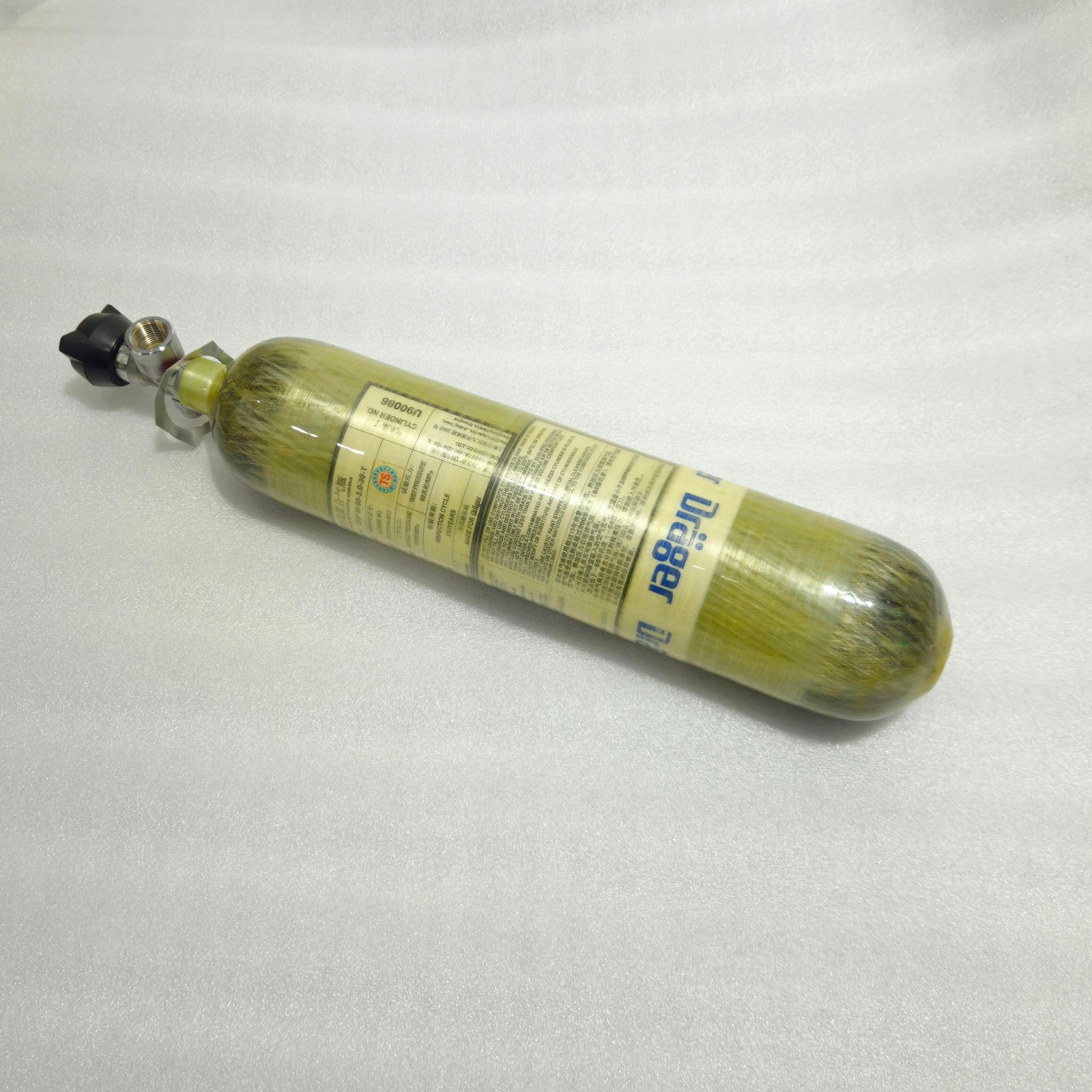 Drager 3L carbon cylinder label CRP III-99-3.0-30-T 300 bar test pressure 50 MPa