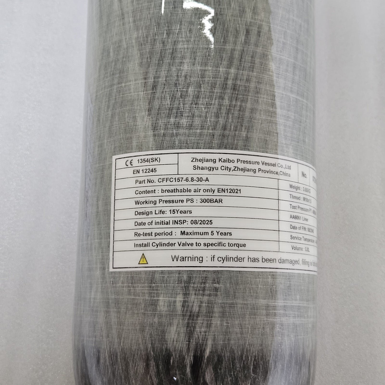 Kaibo 6.8L carbon PCP scuba cylinder – view 8
