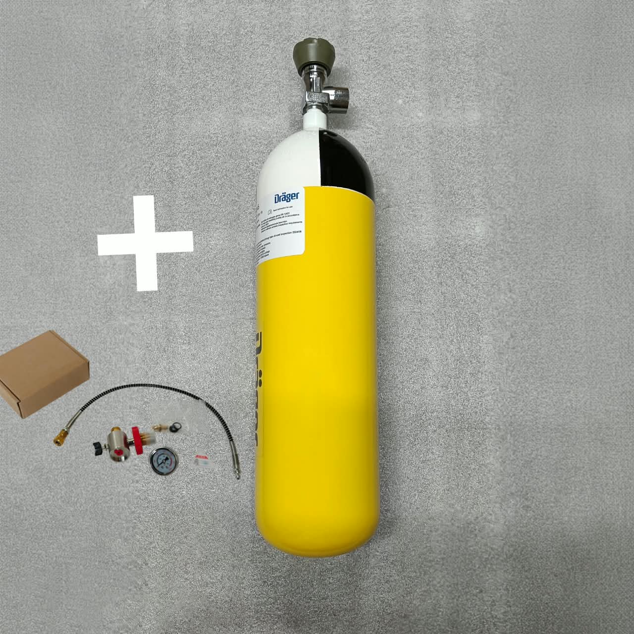 PCP Drager 6L Steel Cylinder + Filling Device (Combo), (Cylinder - Refurbished, Filling Device - New)