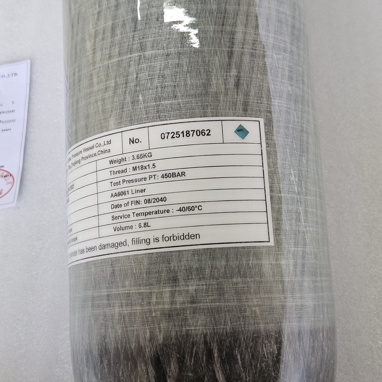 Kaibo 6.8L carbon PCP scuba cylinder – view 9