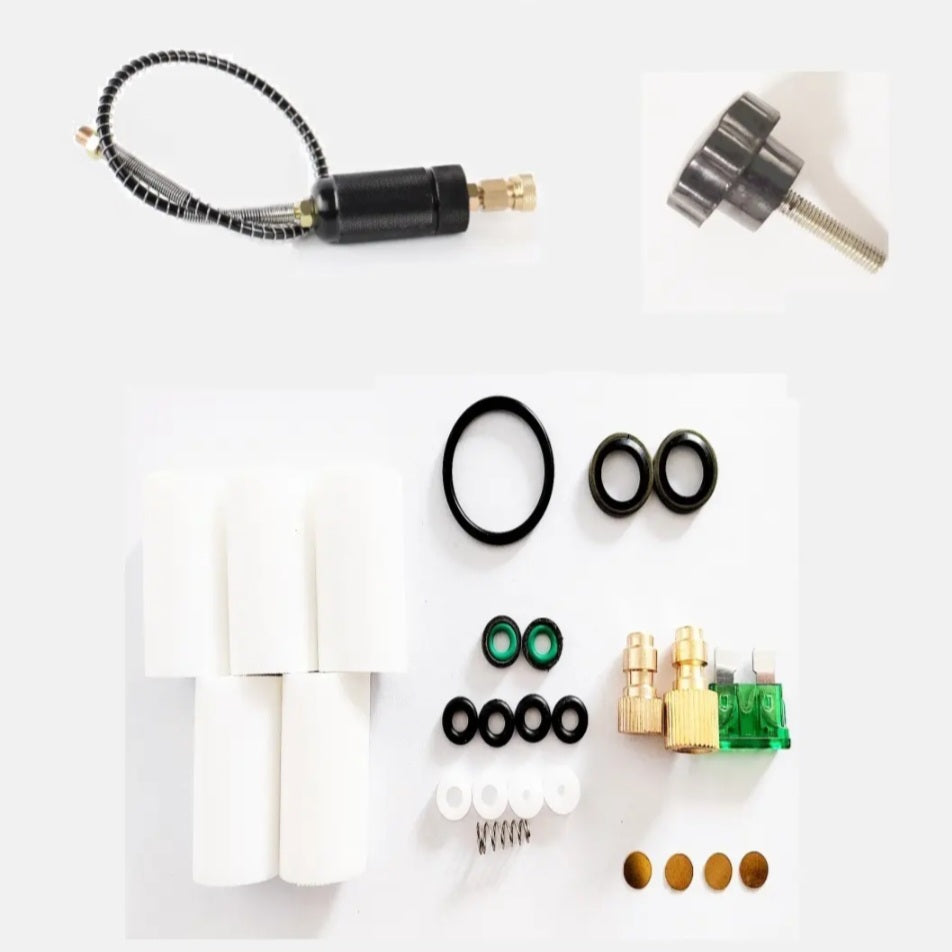 Yong Heng PCP compressor accessories – fill hose with filter, spare filters and O-ring seal kit